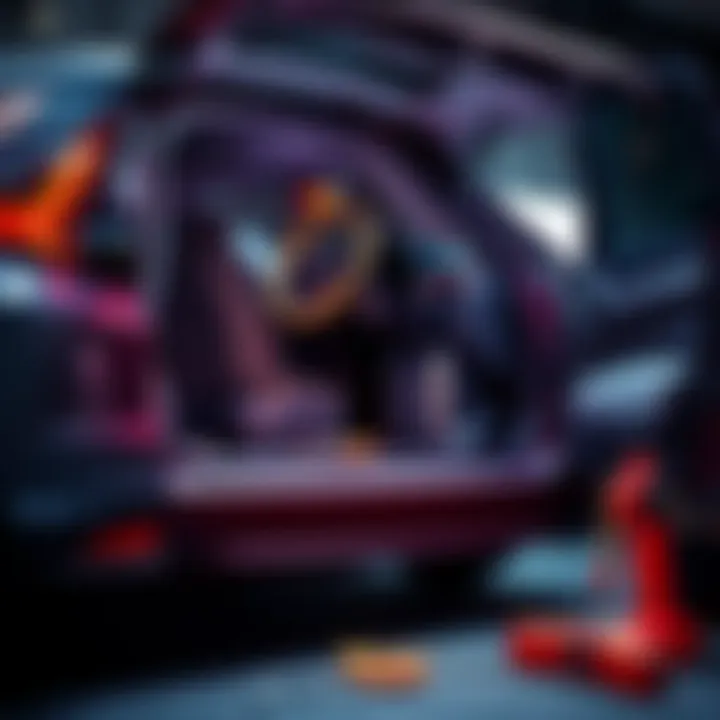 A close-up of a malfunctioning lift gate on a 2024 CR-V Hybrid, showing a partially open door and tools nearby.