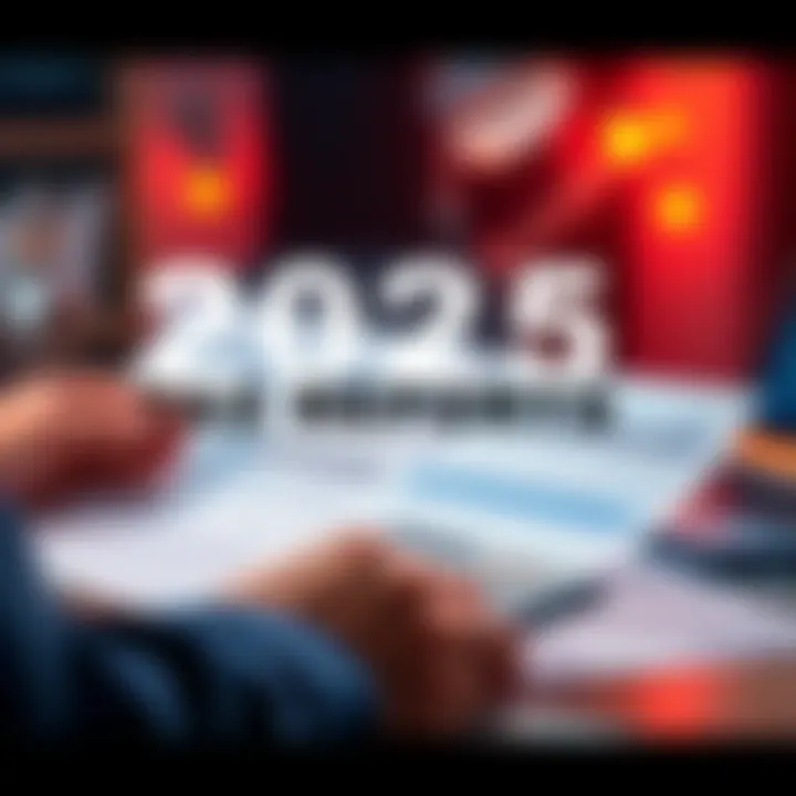 2025 Tax Reports A person reviewing official tax documents with a calculator and notepad