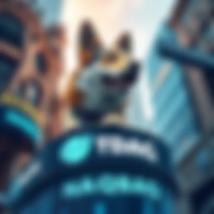 A digital representation of 21SHARES launching its $DOGE ETF on the NASDAQ stock exchange, featuring the DOGE logo and stock charts