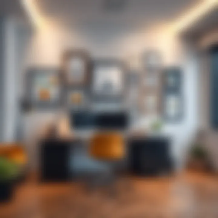 Custom 3D desk and wall frames on a stylish office desk and wall, creating a museum-like atmosphere.