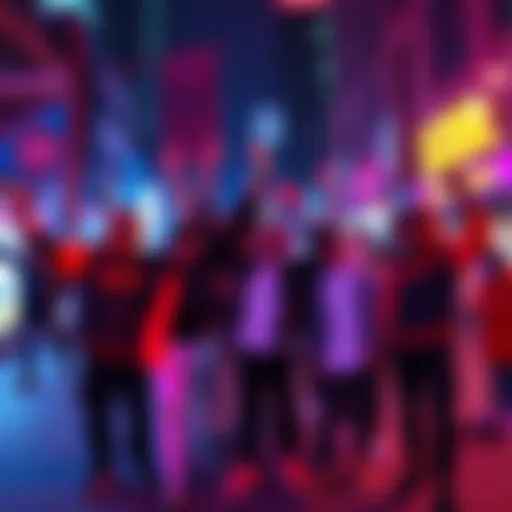 Members of the 58k Gang celebrating their success in a vibrant urban setting.