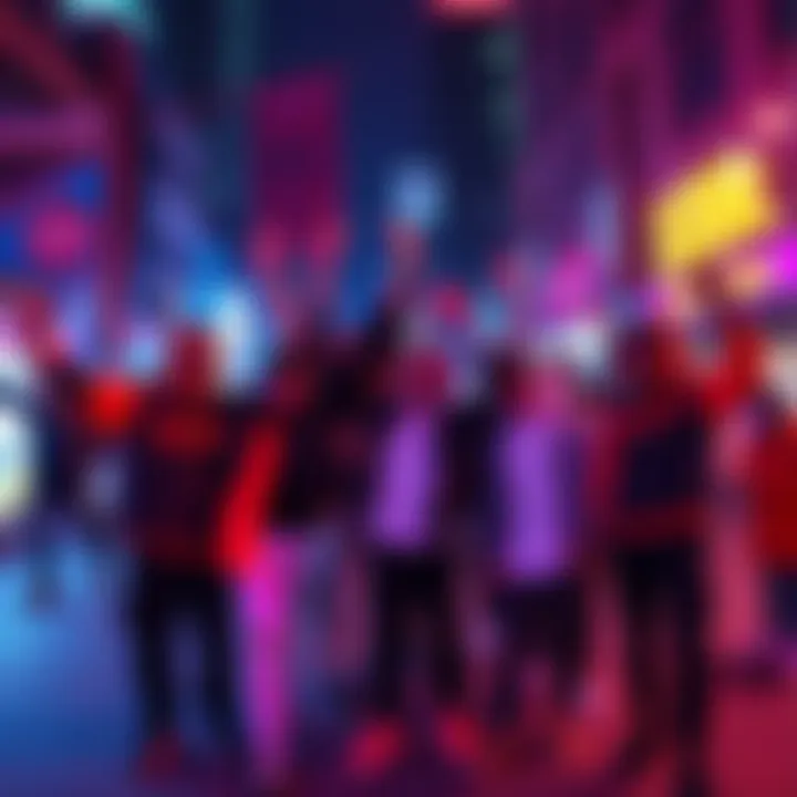 Members of the 58k Gang celebrating their success in a vibrant urban setting.