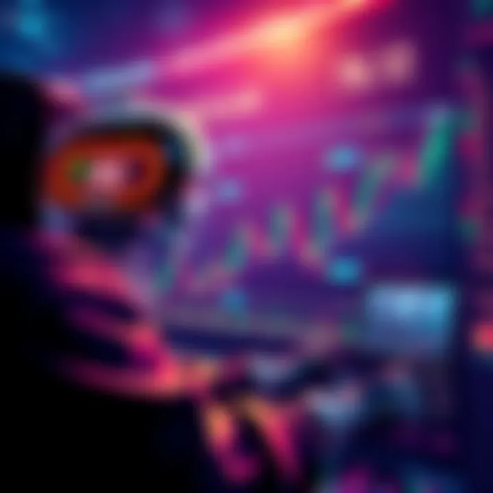 Illustration of an AI-driven financial assistant interacting with stock market graphs and data, symbolizing the future of market efficiency in finance.