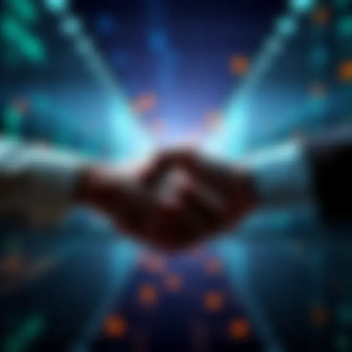 XLM and DTCC logos shaking hands symbolizing partnership in finance
