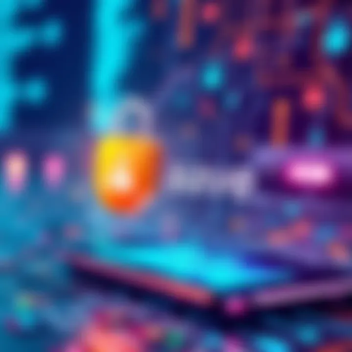 Concept of a secure mobile app featuring Aave and Chainlink CCIP logos with a digital lock symbolizing security