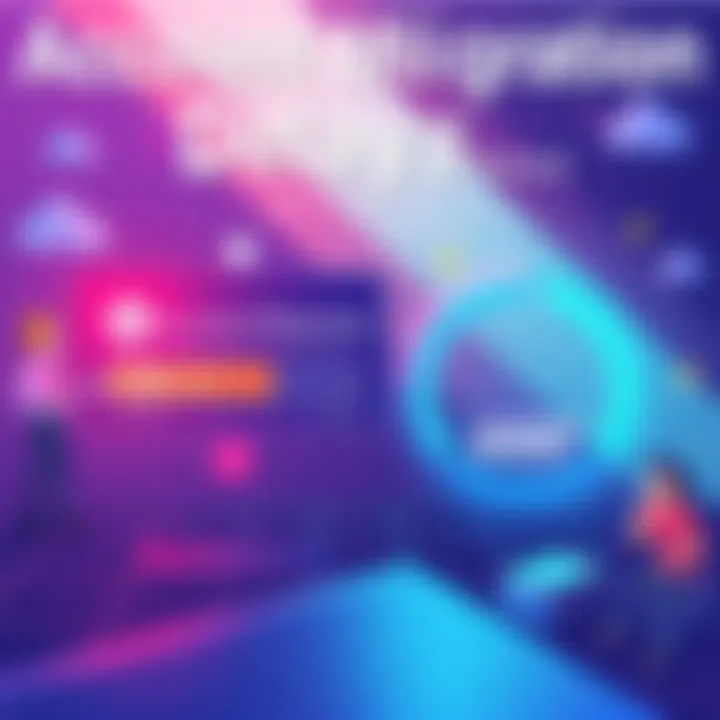 An illustration showing one account stuck in migration with a progress bar showing 100 units remaining, while another progress bar is fully completed at 600 units. Symbols representing frustration and...