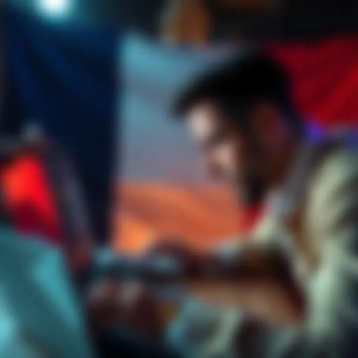A person looking at a laptop screen showing Binance Futures account settings with a frustrated expression in front of a French flag.
