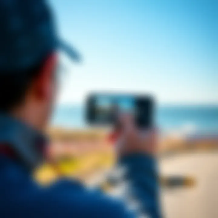 A person outdoors taking a photo of themselves engaged in an active activity like running or biking, representing the Capture Your Active Day Contest.