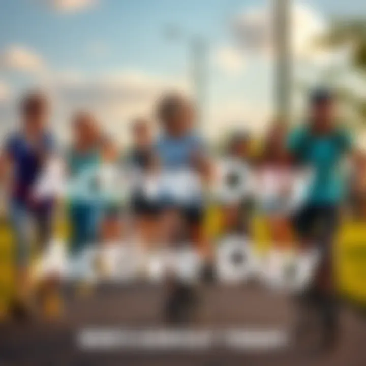 A group of diverse individuals participating in various outdoor activities like jogging and cycling, showcasing healthy lifestyles.