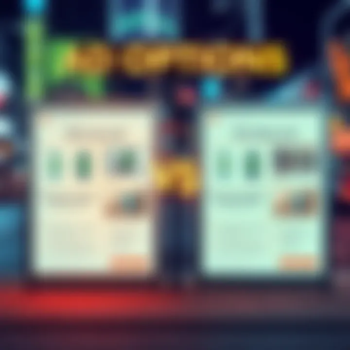 A side-by-side comparison of two advertisements, one for 1AB and the other for rent-boost, highlighting key features and benefits in a clear layout.