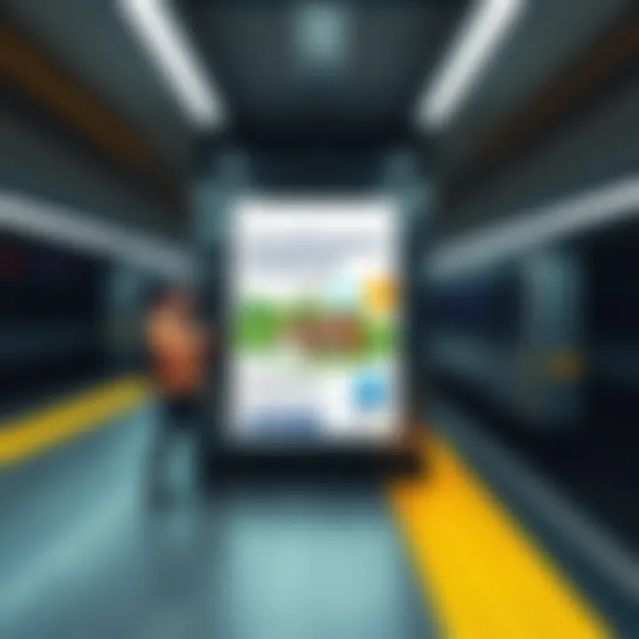 A colorful advertisement promoting virtual property displayed in a subway station, capturing the attention of commuters.