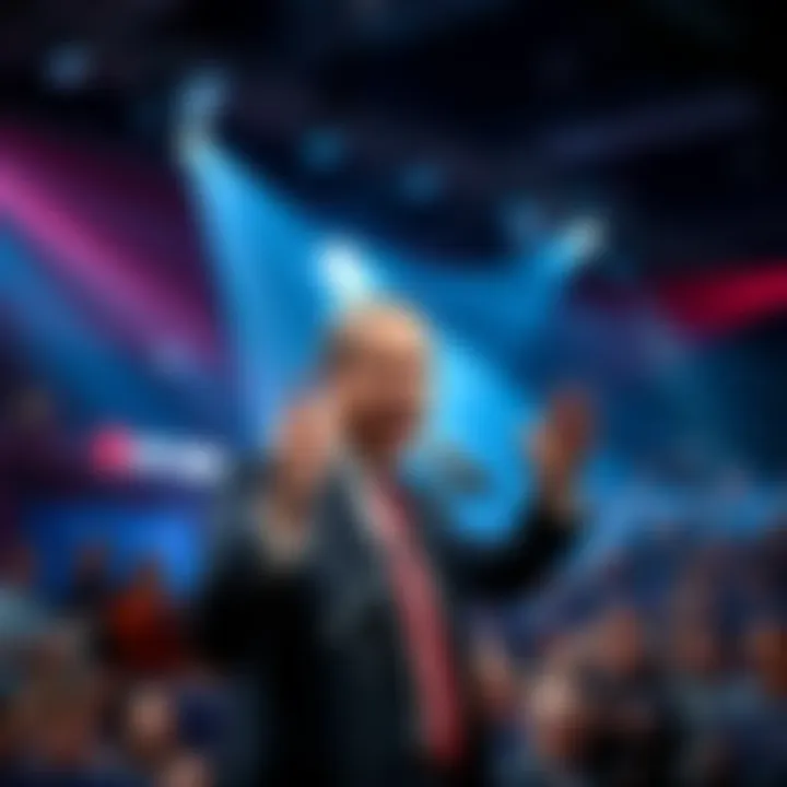 Adam Schiff passionately addressing a crowd at a political rally, highlighting his strategies against opponents