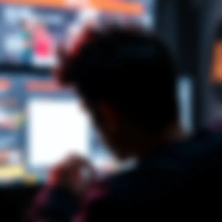 A frustrated person looking at a blank screen where an ad should be