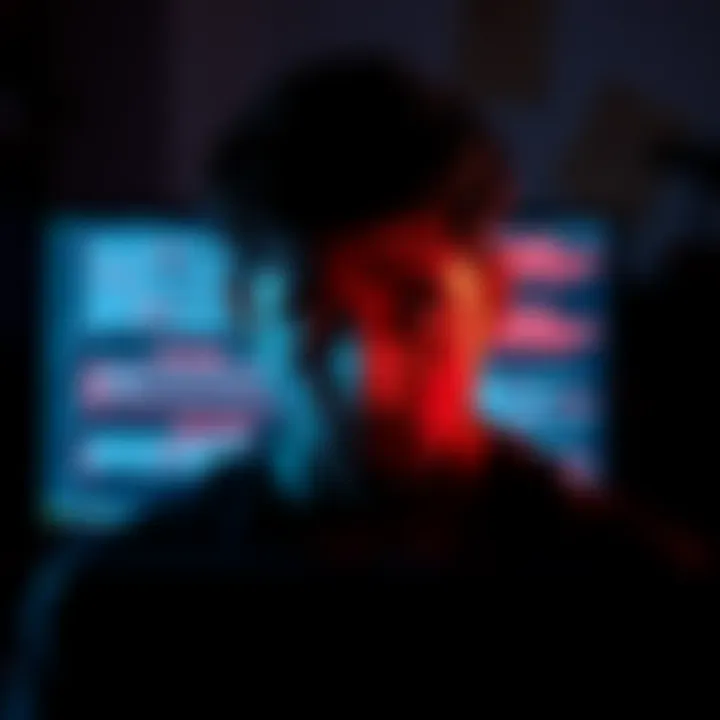 A frustrated person looking at a computer screen showing error messages related to ad display problems.