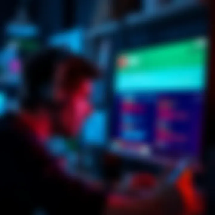 A frustrated person looking at a computer screen displaying error messages related to ads.