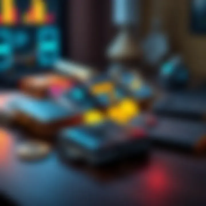 A selection of cold wallets displayed on a table, emphasizing security for cryptocurrency storage.