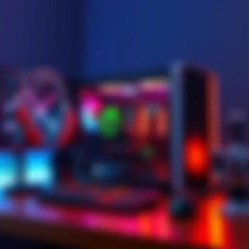 A compact and portable gaming PC setup with custom components, ideal for gaming and online store management.