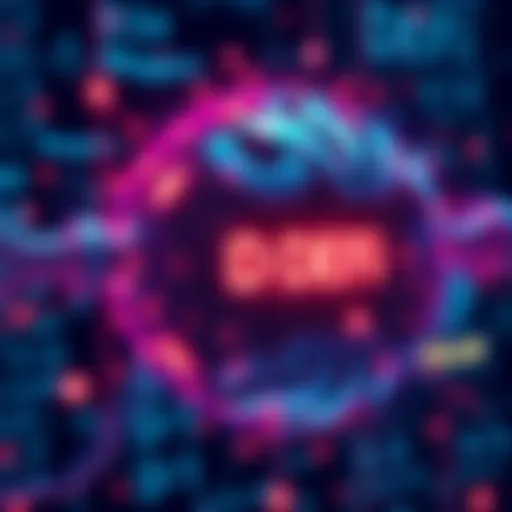 A visual representation of artificial intelligence algorithms interacting with decentralized finance platforms, showcasing digital currencies and blockchain technology.