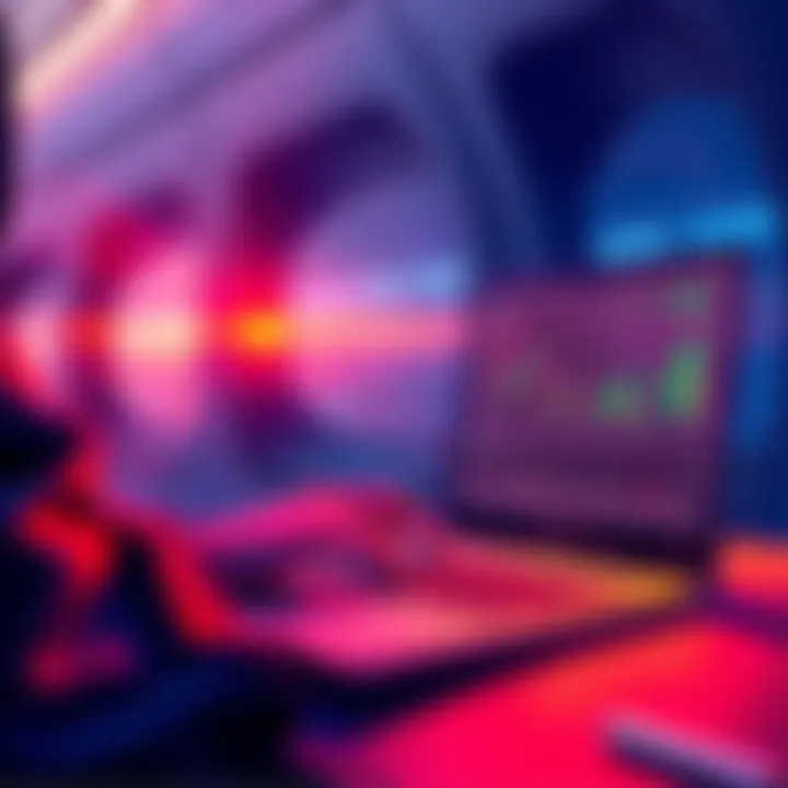 An AI agent adjusts a crypto portfolio on a laptop during a flight, showing financial graphs and charts in response to market changes.