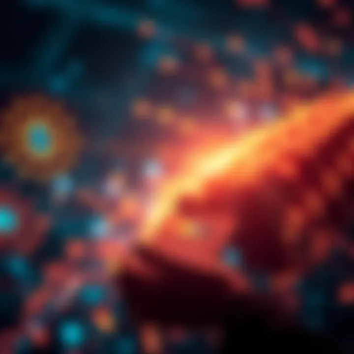 AI Communication Concept A visual representation of artificial intelligence systems communicating with each other without human input, using a decentralized network.