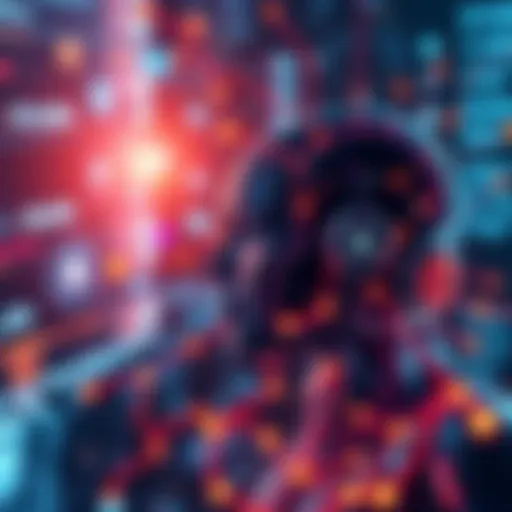 Graphic showing AI technology intertwining with Solana's cryptocurrency payment system, highlighting speed and efficiency