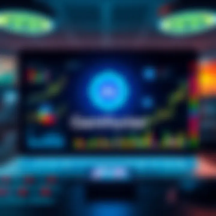 A visual representation of AI analyzing cryptocurrency projects, featuring charts and graphs, with the word 'GemHunter' displayed prominently.