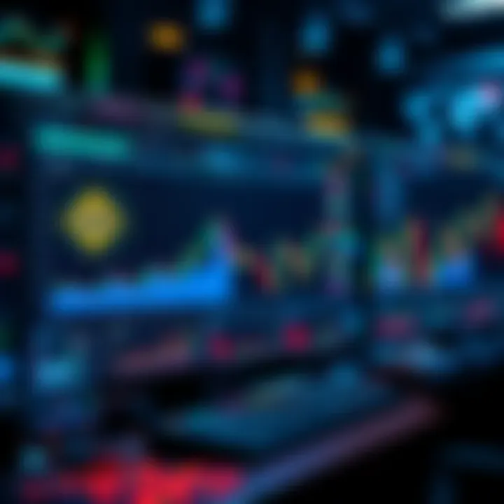 A digital interface showing an AI trading agent analyzing multiple cryptocurrencies on different blockchains, with graphs and data visualization elements.