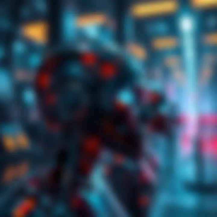 A visual representation of a Vision-Language Model guarding AI agents against threats in a digital environment.