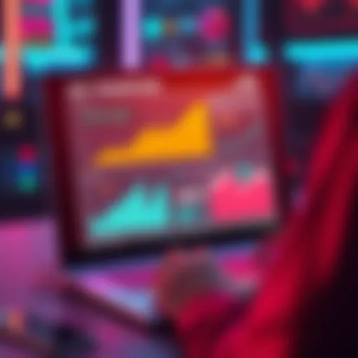 AI Helping People Set Priorities A person using a laptop with AI-generated graphs and charts displaying priorities and important issues on the screen.