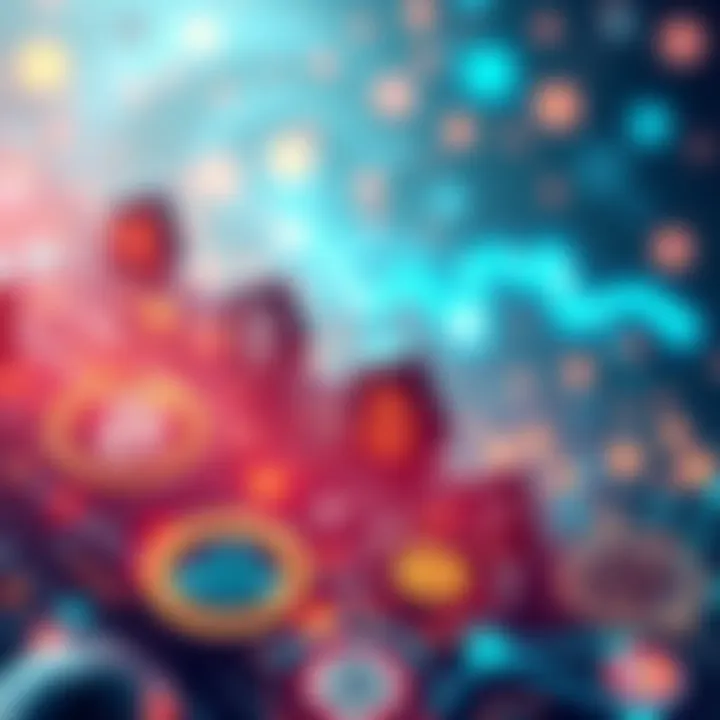 Illustration showing AI search tools filtering content while crypto icons are in the background, indicating the change in project visibility and community engagement.