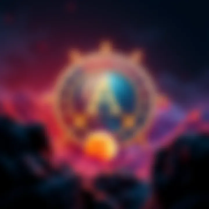 Visual representation of Alpha Omega Coin with symbols of stability and community focus in cryptocurrency market