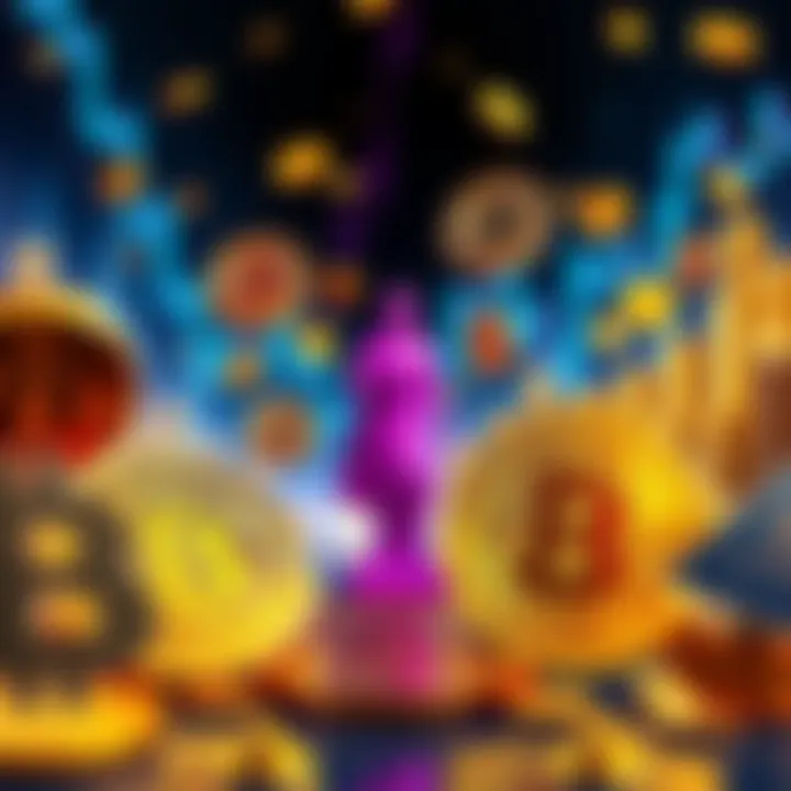 A visual comparison between various altcoins and Bitcoin, showing their logos and market trends, symbolizing the challenge to Bitcoin's dominance.