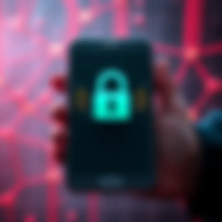 A graphic showing a warning about security risks for Android crypto wallets due to MediaTek vulnerabilities, featuring a smartphone with a lock symbol and caution signs