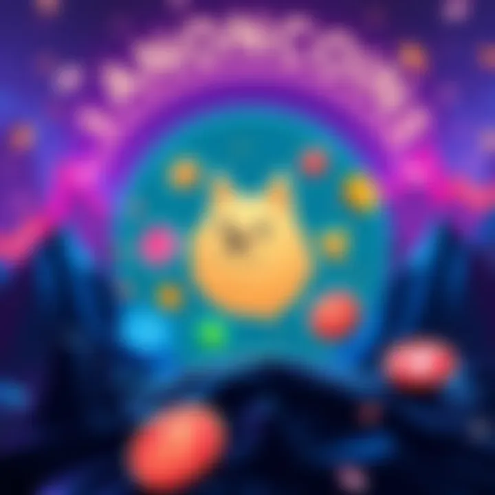 A vibrant graphic showing various memecoins in the $ANONCOIN ecosystem with a backdrop of the DogeOS logo, highlighting creativity and AI-driven features.