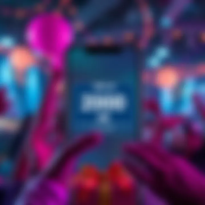 Screenshot of the app showing a pop-up message about the 200 AB giveaway, with excited users reacting to the news.