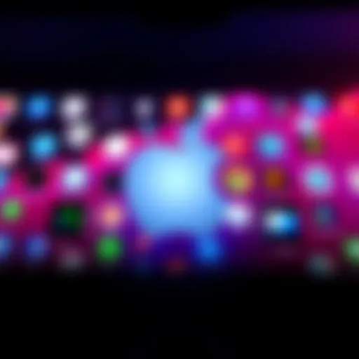 Apple logo with various device icons representing iOS, macOS, watchOS, and tvOS updates