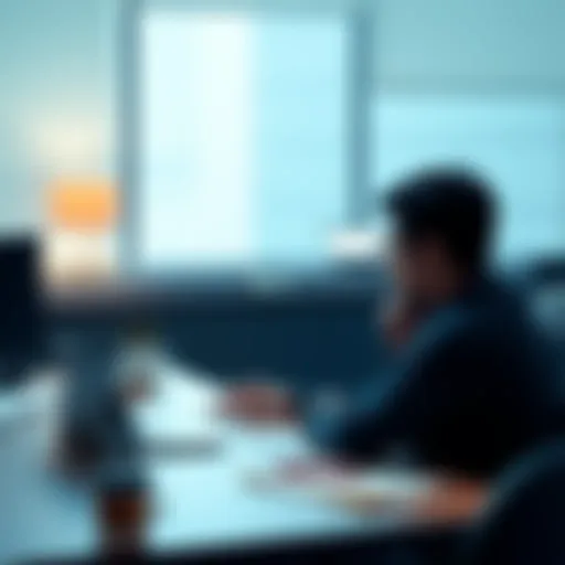 A person sitting at a desk looking at a laptop with the Aptos platform on the screen, with notes and a coffee cup nearby