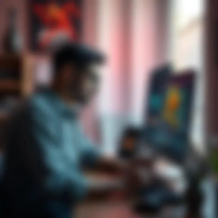 An artist sits at a desk, looking at a digital wallet on a computer screen while considering a lucrative offer for artwork conversion to NFTs.