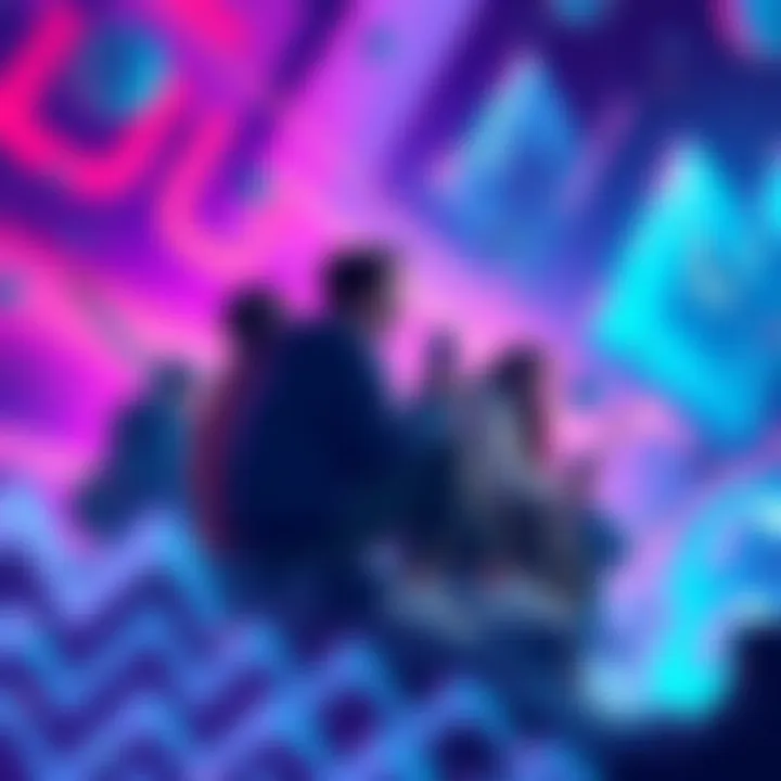 A group of artists collaborating on creative projects related to the Tezos blockchain, showcasing their support despite market challenges.
