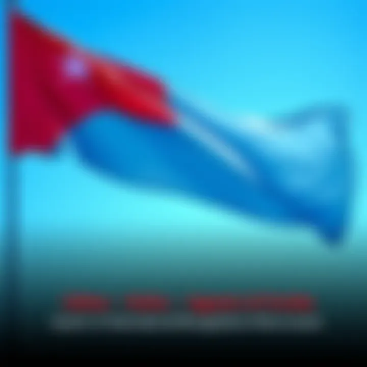 Aruba's flag waving The flag of Aruba fluttering against a clear blue sky, symbolizing its quest for international recognition