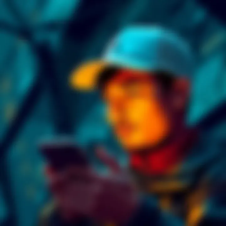 A person looking at their phone with a thoughtful expression, weighing the benefits of the Atlas app against traditional cash-earning methods like mushroom picking.