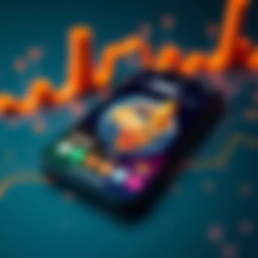 A smartphone screen displaying the Atlas Earth app interface with a globe and financial symbols.