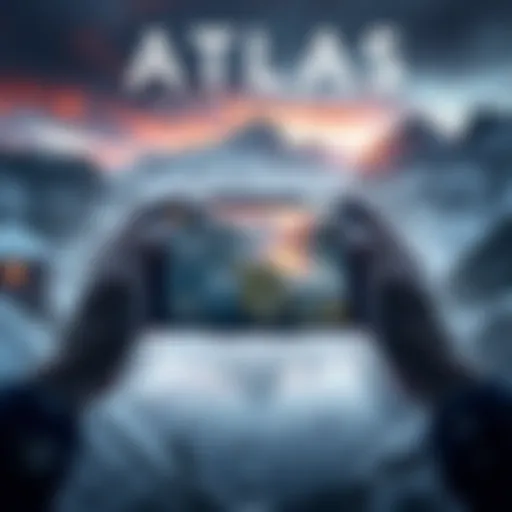 A screenshot of the Atlas game being played on a mobile device with a Norwegian background.