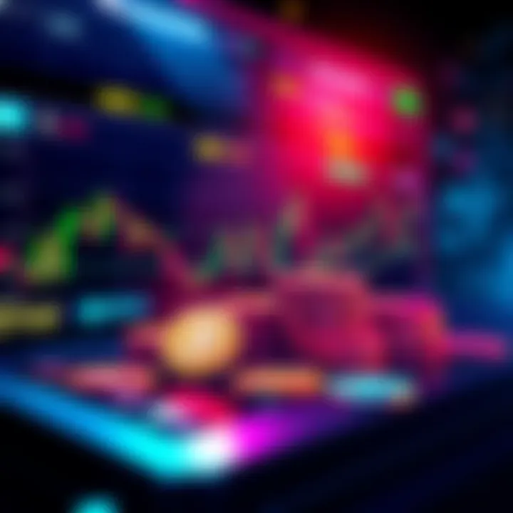 Illustration of a digital trading platform showing automated trading with EazyBot and a pile of USDT coins.