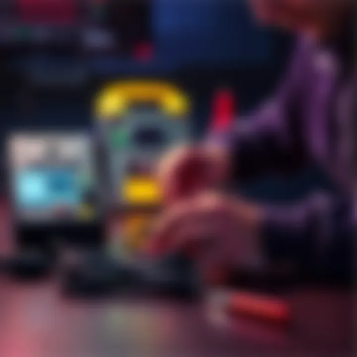 A person troubleshooting an Avalon 3s device with a power supply and tools laid out on a table.