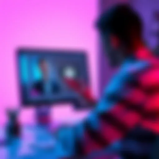 A person interacting with an avatar on a computer screen during a coaching session, showcasing a one-on-one experience.