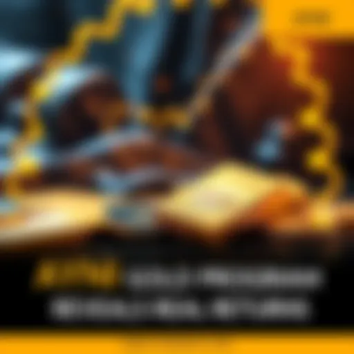 Visual representation of the AYNI gold staking program with gold bars and tokens