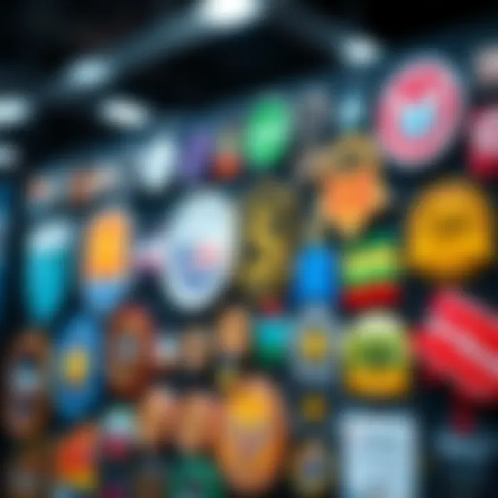 A collection of colorful badges displayed on a board, showcasing achievements after reaching Level 5.