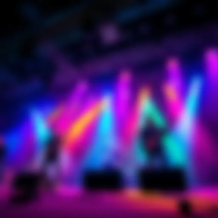 The band Vessel playing on stage with colorful lights during a live concert, showcasing their energy and music style.