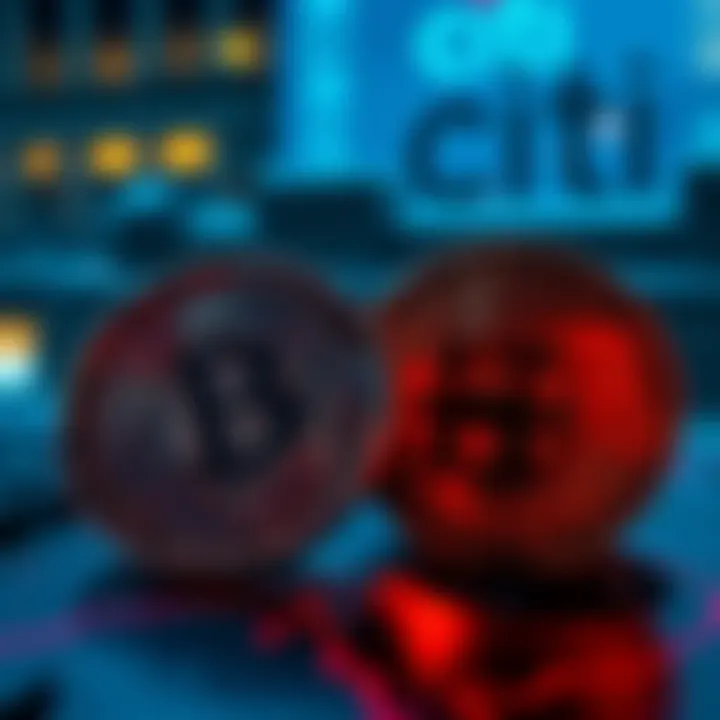 JPMorgan and Citi logos with blockchain symbols representing their shift to using blockchain for financial transactions
